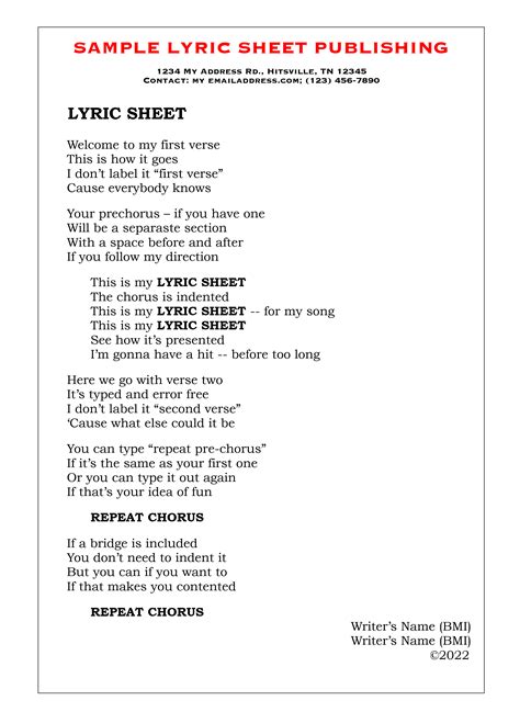 lyric songs.